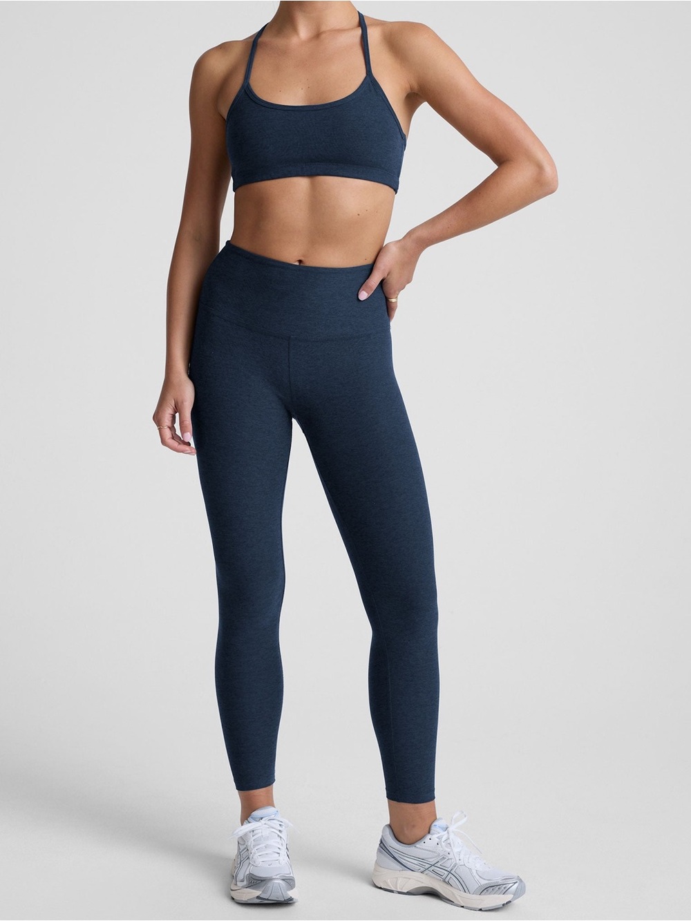 Beyond Yoga Spacedye Walk And Talk High Waisted Capri Legging in Nocturnal Navy